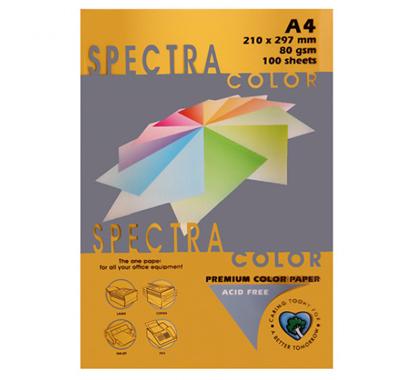 Бумага цветная А4, 80г/кв.м., 100л,  Серая  "Spectra Color" 40200