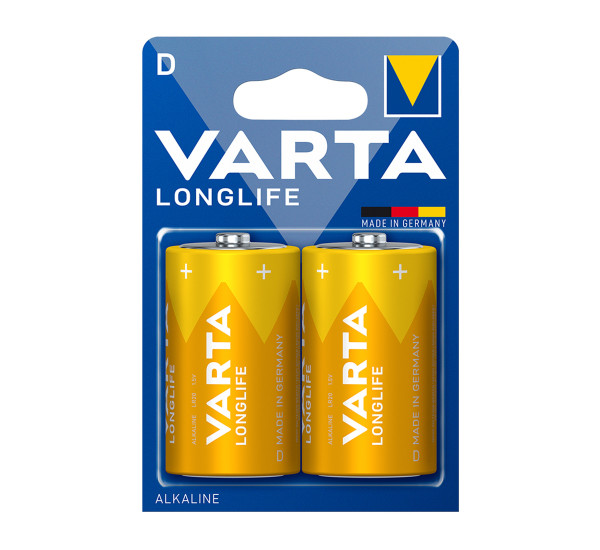 Батарейки D "Longlife extra" 2 шт. в пачке (Varta) 