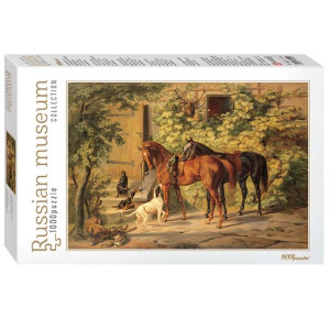Пазлы Мозаика 1000 "Лошади у крыльца" (Step Puzzle)