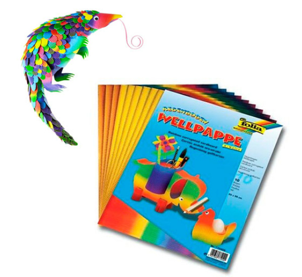 Набор цветного гофрированного картона 10 цв "Folia"