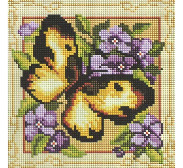 Алмазная мозаика BF428 Бабочка с цветочками 20X20