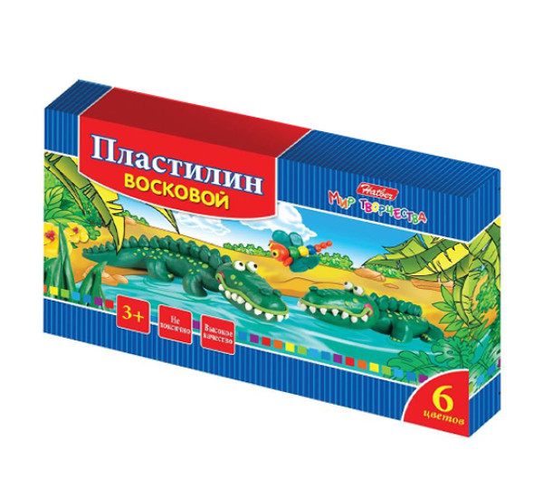 Пластилин восковой (6 цв) "Hatber"