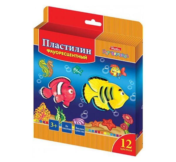 Пластилин Флуоресцентный (12 цв) "Hatber" Пластилин Флуоресцентный (12 цв) "Hatber"