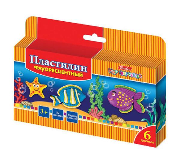 Пластилин Флуоресцентный (6 цв) "Hatber" Пластилин Флуоресцентный (6 цв) "Hatber"