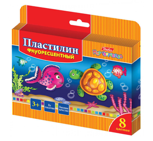 Пластилин Флуоресцентный (8 цв) "Hatber"