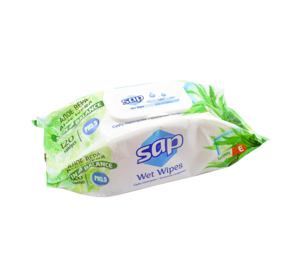 Влажные салфетки Алоэ вера 120 шт, "SAP" Влажные салфетки Алоэ вера 120 шт, "SAP"