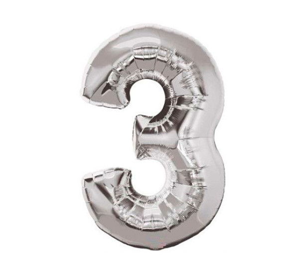 Шар фольгированный №3 серебряный 45 см