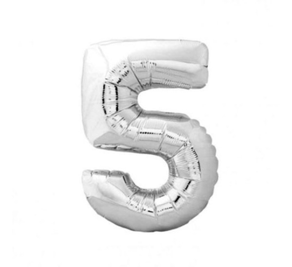 Шар фольгированный №5 серебряный 45 см