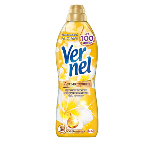 Кондиционер для белья "VERNEL" Ароматерамия (Цветок ванили и цитрусовое масло 0,910л) Кондиционер для белья "VERNEL" Ароматерамия (Цветок ванили и цитрусовое масло 0,910л)