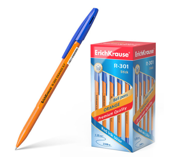 Ручка шариковая "ErichKrause" R-301 Orange Stick (0.7 цвет чернил синий)