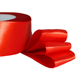 Атласная лента красная (4 см 1м)