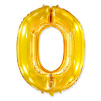 Фольгированный шар в виде цифры 0  (золотой 101,5 см 40")