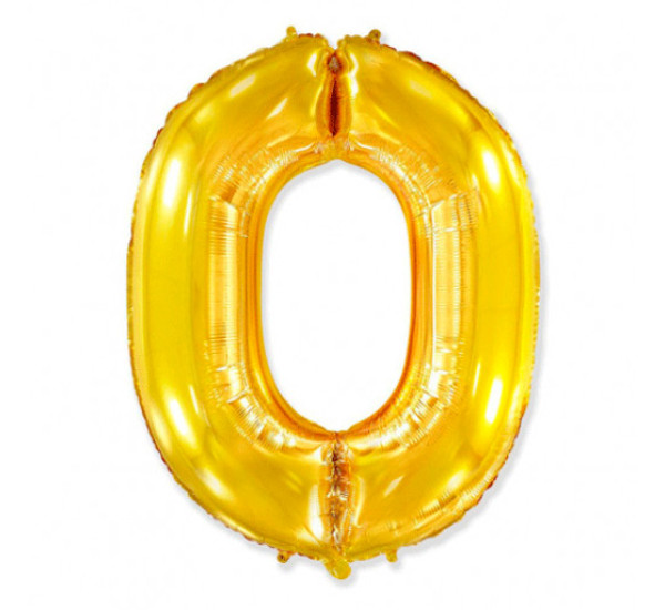 Фольгированный шар в виде цифры 0  (золотой 101,5 см 40")