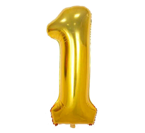 Фольгированный шар в виде цифры 1  (золотой 101,5 см 40")