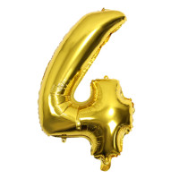Фольгированный шар в виде цифры 4 (золотой 101,5 см 40") Фольгированный шар в виде цифры 4 (золотой 101,5 см 40")