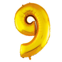 Фольгированный шар в виде цифры 9  (золотой 101,5 см 40")