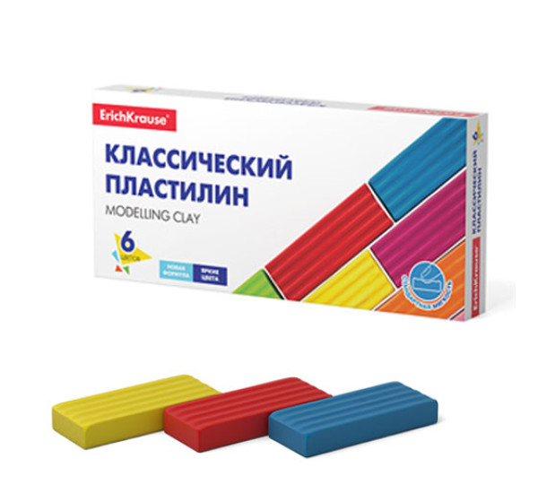 Пластилин классический "ErichKrause" Basic  (6 цв 96 г)