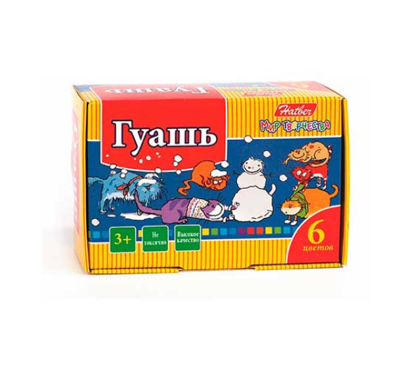 Гуашь 6 цв Прикольные коты Hatber