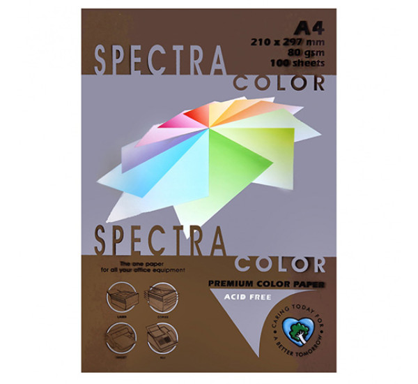 Бумага цветная А4, 80г/кв.м., 100л,  Темно-Коричневая "Spectra Color" 40431