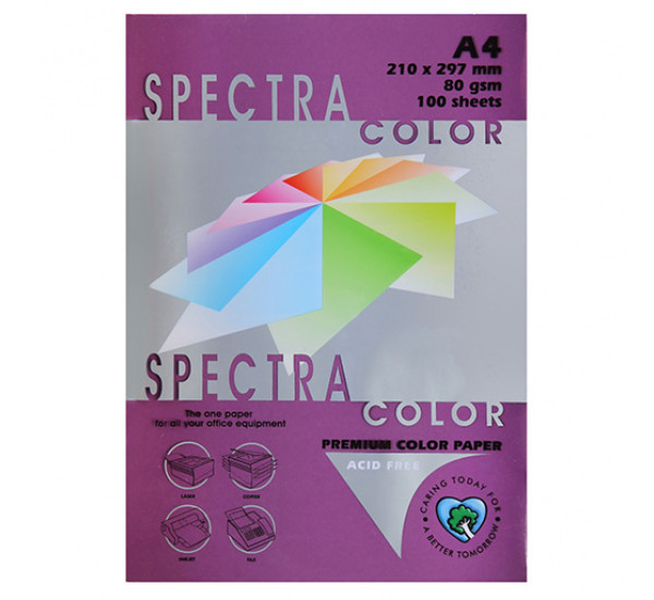 Бумага цветная А4, 80г/кв.м., 100л,  Темно-малиновая "Spectra Color" 40441