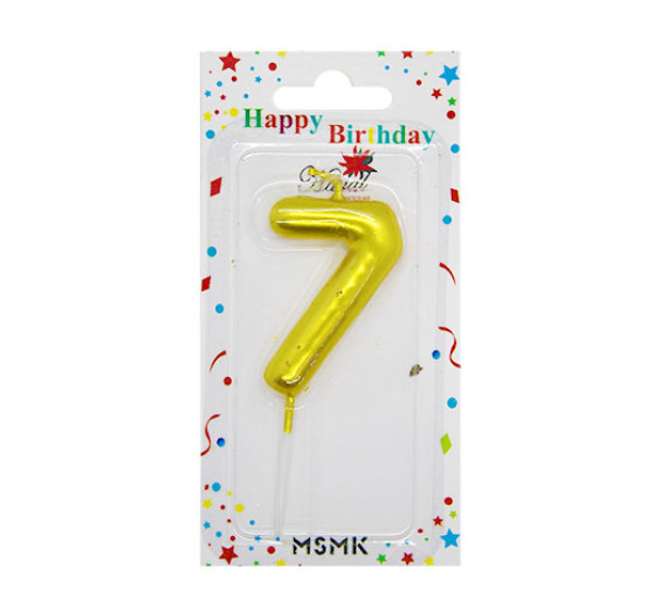 Свечи - цифры в торт "7" золотистый MG-MSMK
