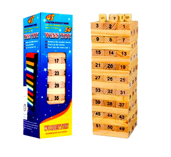 Игра «Дженга - Падающая башня» 54 блок(цифры15*7 см )
