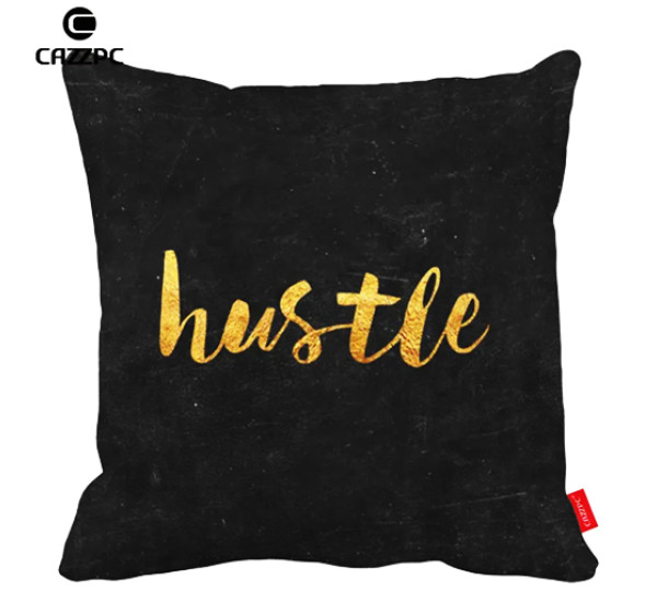 Дизайнерская подушка с надписью "Hustle"