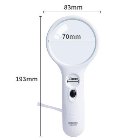 Лупа 70 мм с фанариком 9099 (Deli)