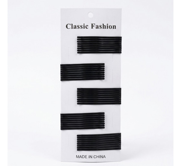 Набор невидимок "Classic Fashion", 40 шт., белый пластик, цвет чёрный