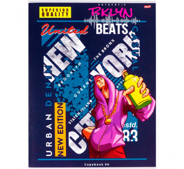 TМ"Profit"Тетрадь КЛЕТКА 96л. А4 В СТИЛЕ ХИП-ХОП 