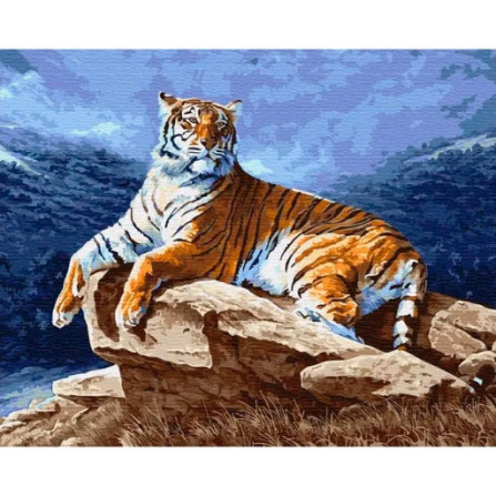 Картина по номерам 40х50 см MS8562 Тигр на камнях