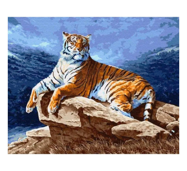 Картина по номерам 40х50 см MS8562 Тигр на камнях