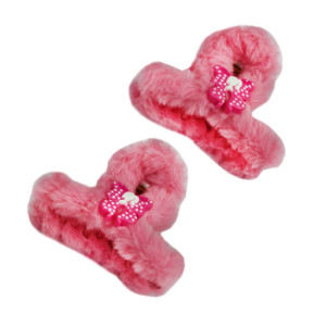 Зажим для волос бант по середине, пушистый, цвет розовый