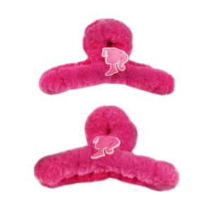 Зажим для волос силуэт девушки-выпускницы по середине, пушистый, цвет розовый