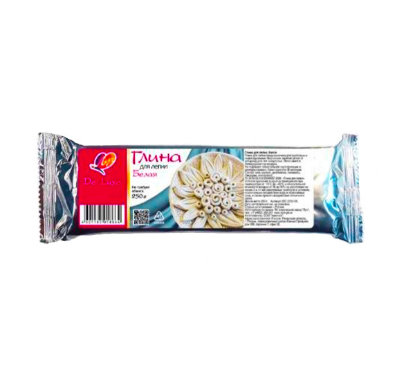 Глина для лепки белая  цвета. 250 гр  (De luxe)