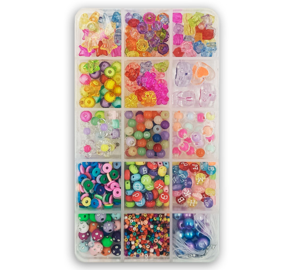 Набор бусин для создания бижутерии цветной