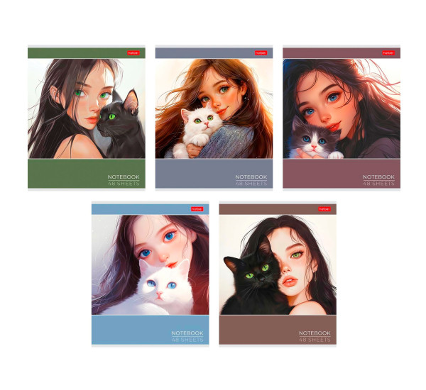 Тетрадь 48л клетка Cats and girls Hatber