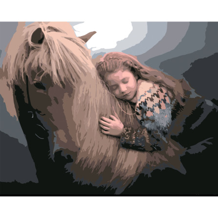 Картина по номерам 40*50 см YS-48562 Девочка и лошадь