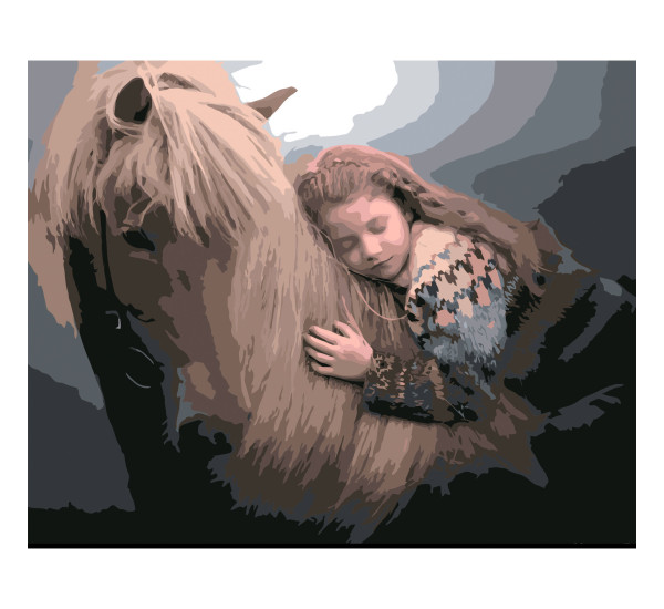 Картина по номерам 40*50 см YS-48562 Девочка и лошадь