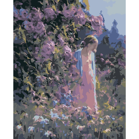 Картина по номерам 40*50 см YS-49661 Девушка в сиреневом саду