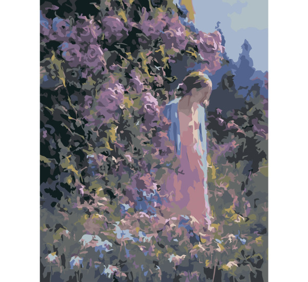 Картина по номерам 40*50 см YS-49661 Девушка в сиреневом саду