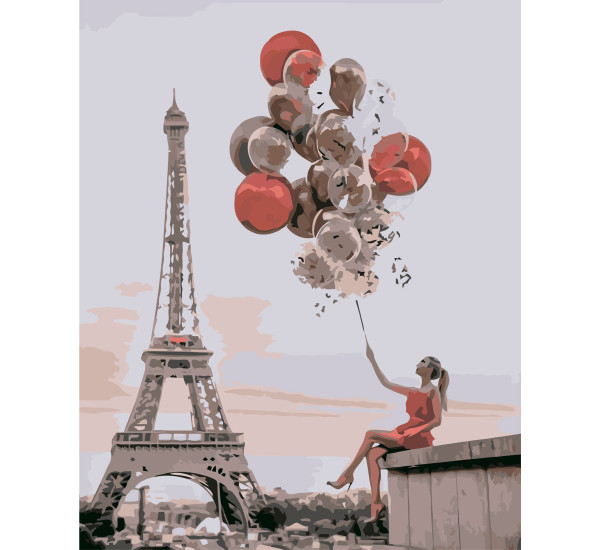 Картина по номерам 40*50 см YS-43958 Девушка с шариками