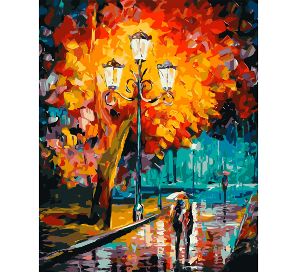 Картина по номерам 40*50 см YS-44720 Осенний парк и фонарь