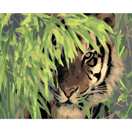 Картина по номерам 40*50 см YS-47526 Тигр в укрытии