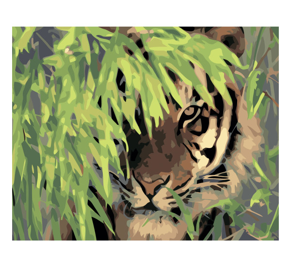 Картина по номерам 40*50 см YS-47526 Тигр в укрытии
