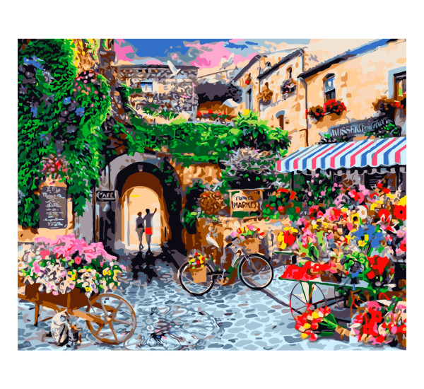 Картина по номерам 40*50 см YS-44121 Цветочный рынок