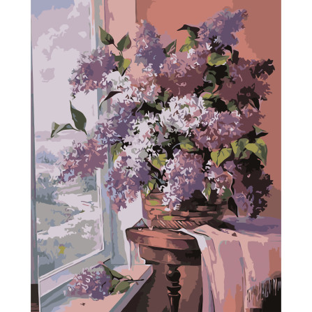 Картина по номерам 40*50 см YS-51414 Букет сирени на столе
