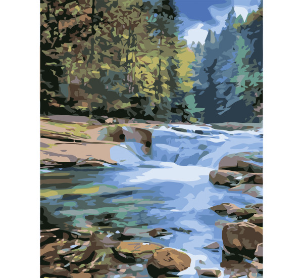 Картина по номерам 40*50 см YS-50525 Речка в горах