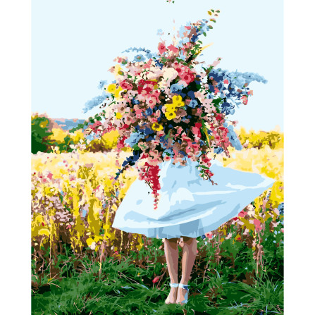 Картина по номерам 40*50 см YS-44404 Девушка и полевые цветы