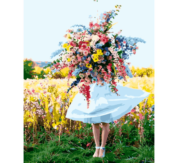 Картина по номерам 40*50 см YS-44404 Девушка и полевые цветы
